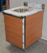 1 x Duke Stainless Steel Sink Basin Unit With Wood Finish Cabinet - Unused With Protective Film