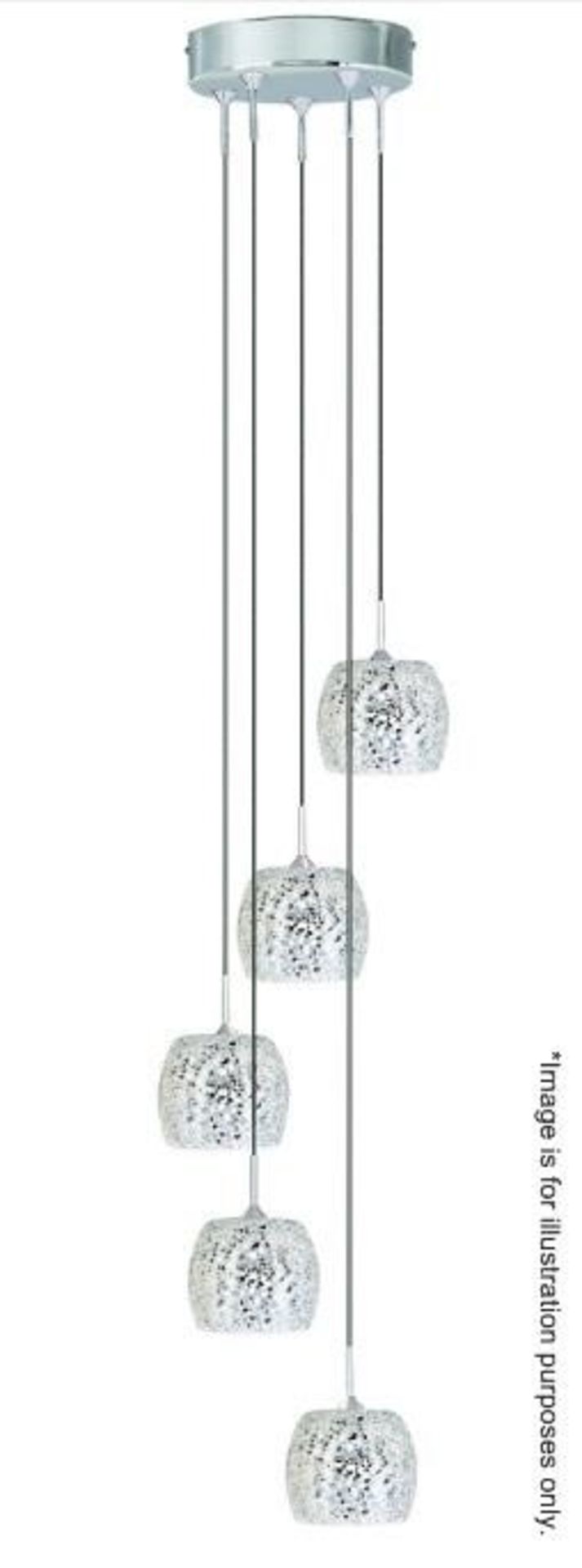 1 x Crackle White Mosaic Glass Shade 5-Light Fitting With Adjustable Height - Ex Display Stock - CL2 - Image 3 of 6