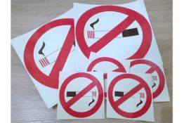 240 x No Smoking Sticker Signs - Includes 40 x Packs of 6 x Stickers - Small and Large Sizes