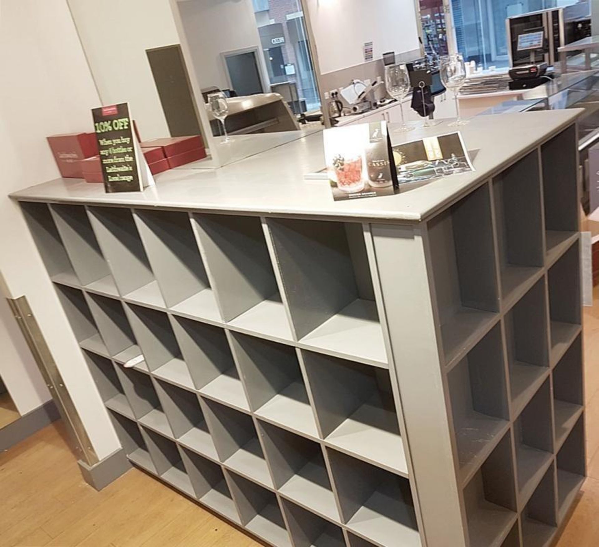 1 x Large Wooden Shelving / Wine Rack / Display Unit In Dark Grey - From A Gourmet Delicatessen - Image 3 of 5