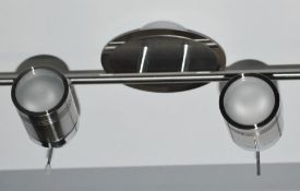 1 x Tauros Four Bar Ceiling Spot Light - Polished Chrome With Smoked Glass Diffusers - Ex Display St