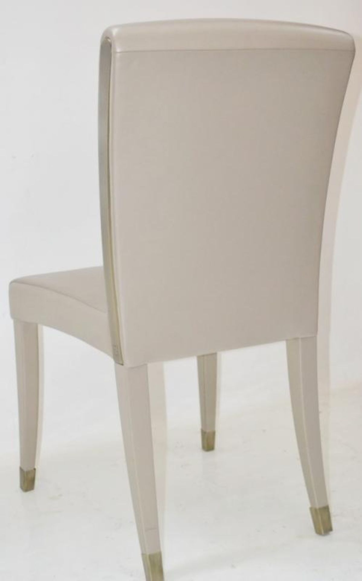 4 x FENDI CASA Elisa Leather Upholstered Dining Chairs - Colour: Light Fawn / Brass - Ref: 5391999 N - Image 8 of 11