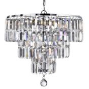 1 x Empire Chrome 5 Light Chandelier With Bevelled Crystal Coffin Drops - Ex Display Stock - CL298 -