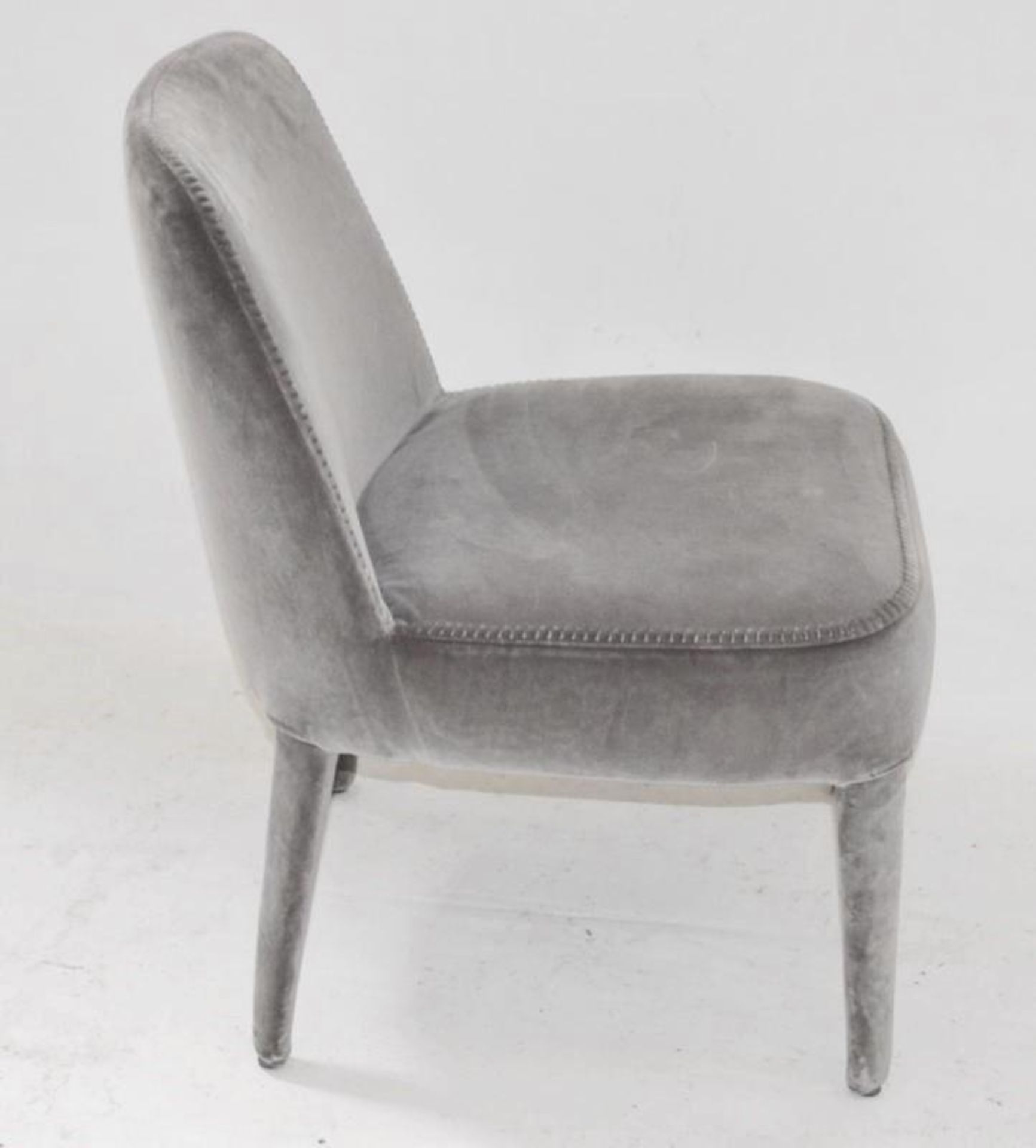 3 x Matching B&B ITALIA Maxalto "Febo" Designer Chairs In An Opulent GREY Velvet Fabric - Ex-Display