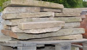13 x Reclaimed York Stone Paving Flags - Assorted Sizes, Approx 5 Square Metres In Total -