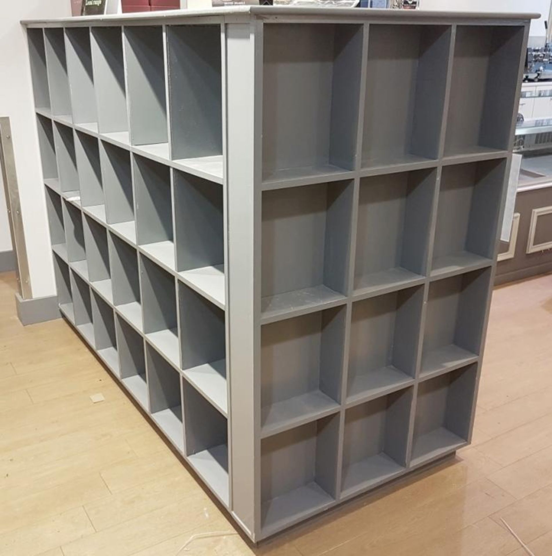 1 x Large Wooden Shelving / Wine Rack / Display Unit In Dark Grey - From A Gourmet Delicatessen - Image 2 of 5