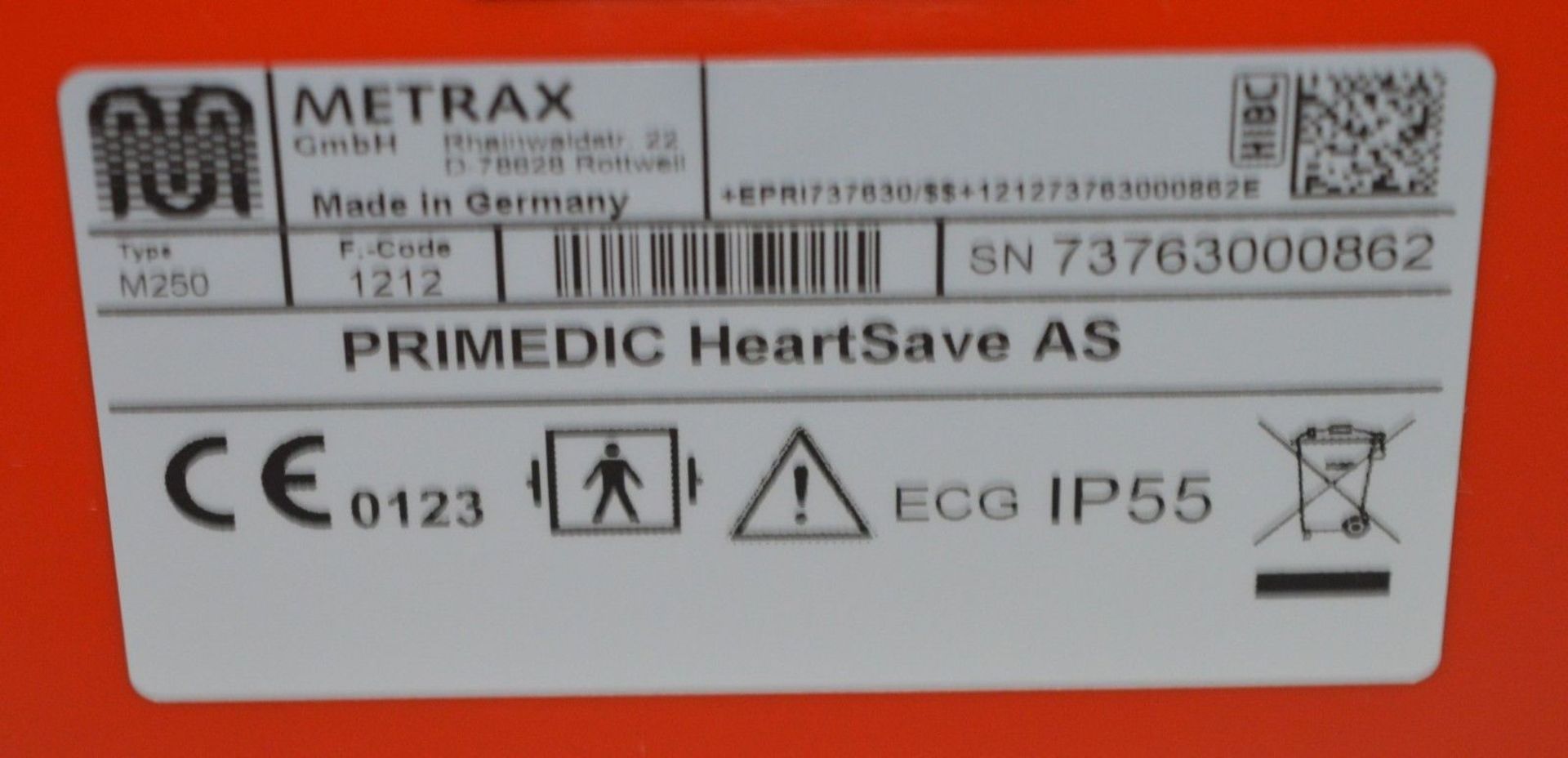 1 x Metrix PRIMEDIC Heartsave AS Type M250 Fully Automatic - CL011 - Location: Altrincham WA14 - RRP - Image 3 of 6