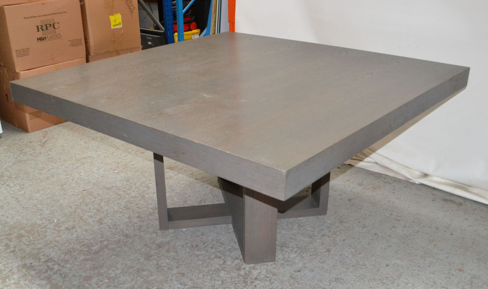 1 x Large Square Wooden Table in Grey Oak Coloured Finish - CL314 - Location: Altrincham WA14 - *NO - Image 7 of 10