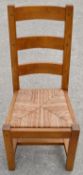 Set of 4 x Wooden Dining Chairs With Woven Seats - Dimensions: H105 x W47 x D40cm, Seat Height: 48cm