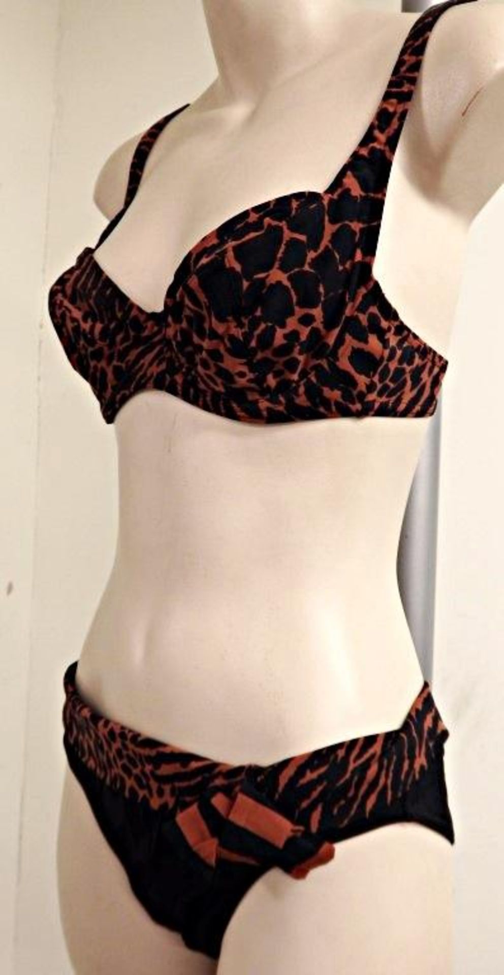 1 x Rasurel - Black/Tan Leopard and Stripe -Bahia Bikini - R21249 - Size 2C - UK 32 - Fr 85 - EU/Int - Image 7 of 9