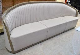 1 x Stylish Soft Faux Leather Bistro / Reception Bench In Soft Grey Leather With A Solid Wood Frame