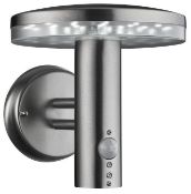 1 x Stainless Steel IP44 30 Led Outdoor Wall Light With Motion Sensor - Dimensions: Diameter 18.5cm,
