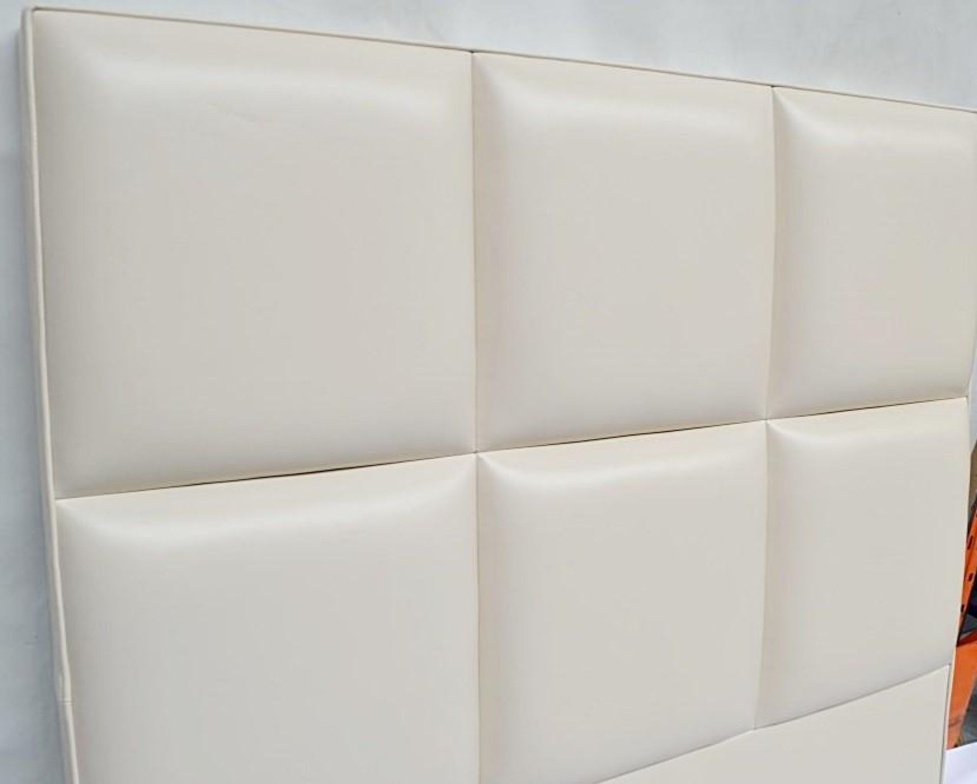 1 x VISPRING Atlas 6-Panel Faux Leather Headboard - Colour: Cream - Dimensions: W135 x H146 x D10cm - Image 6 of 7