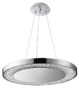1 x Halo Chrome Led Pendant Light With Clear Crystal Glass Decoration - Ex Display Stock - CL298 - R