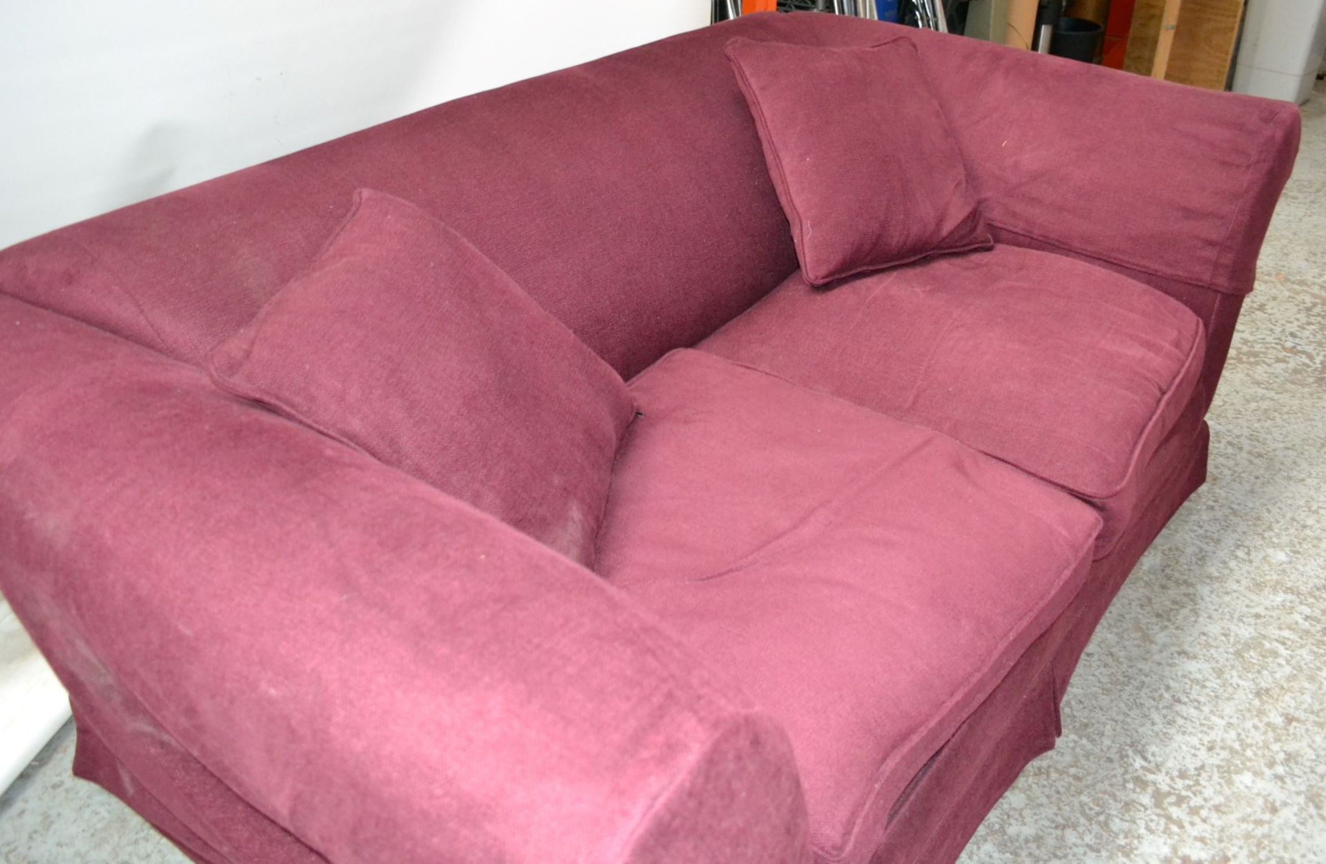 1 x Large Purple Sofa With Arm Covers - CL314 - Location: Altrincham WA14 - *NO VAT On Hammer*<B - Image 5 of 9