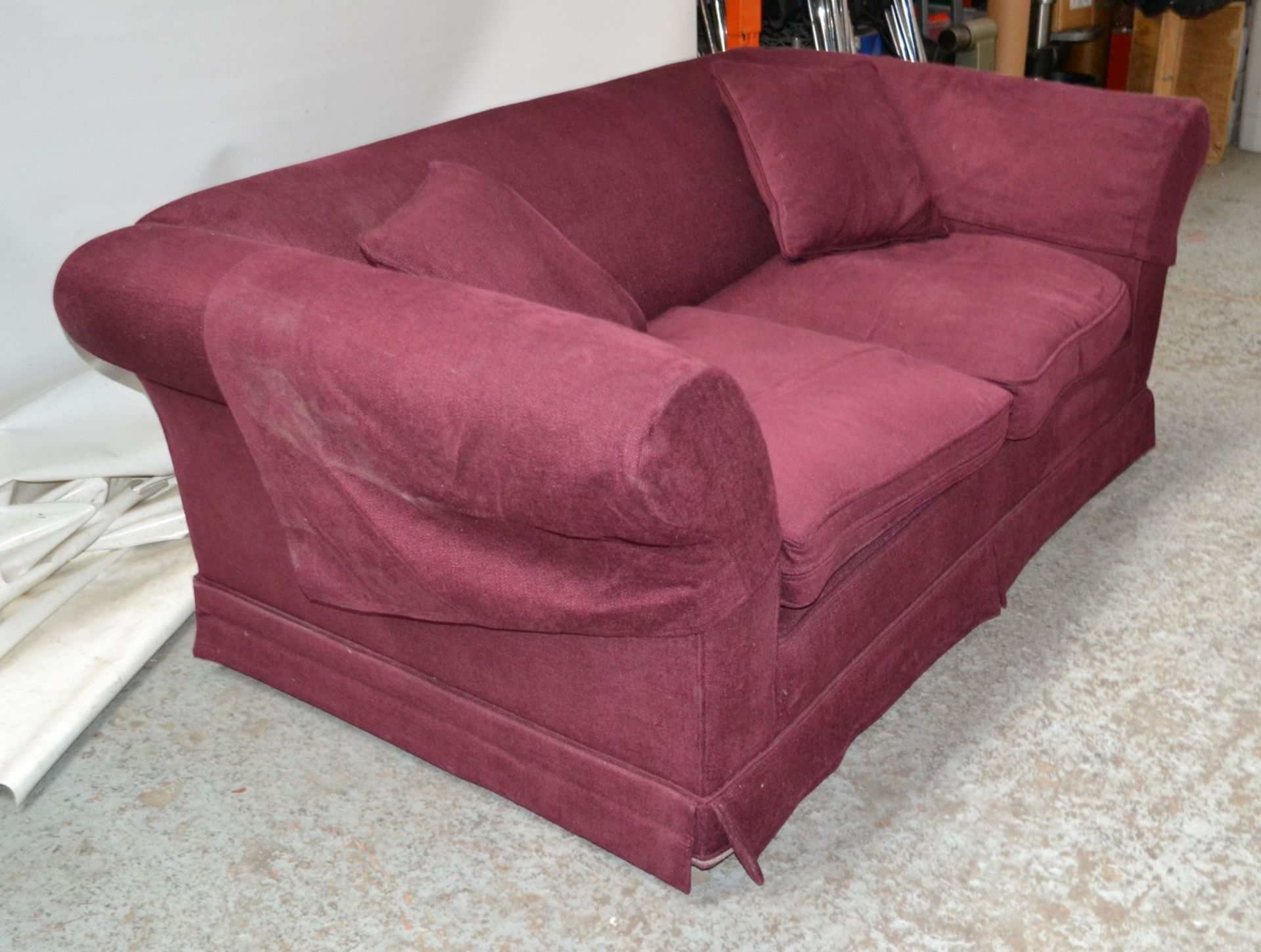 1 x Large Purple Sofa With Arm Covers - CL314 - Location: Altrincham WA14 - *NO VAT On Hammer*<B - Image 8 of 9