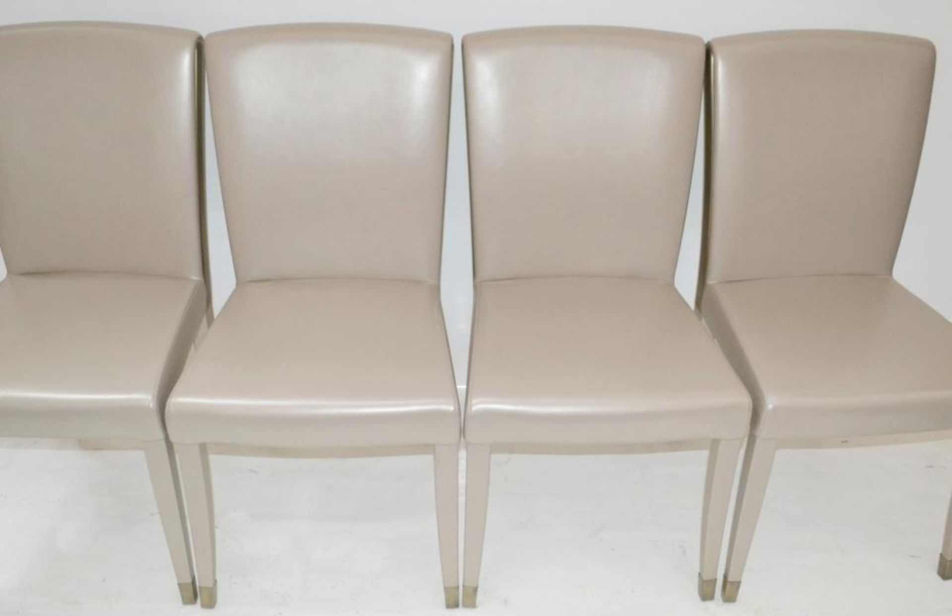 4 x FENDI CASA Elisa Leather Upholstered Dining Chairs - Colour: Light Fawn / Brass - Ref: 5391999 N - Image 4 of 11