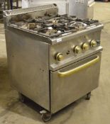 1 x Gas Powered Range Oven With Four Burners - Stainless Steel With Gold Hardware - CL232 - Ref