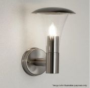 1 x Strand IP44 Stainless Steel Outdoor Wall Light With Clear Polycarbonate Diffuser - Dimensions: 2