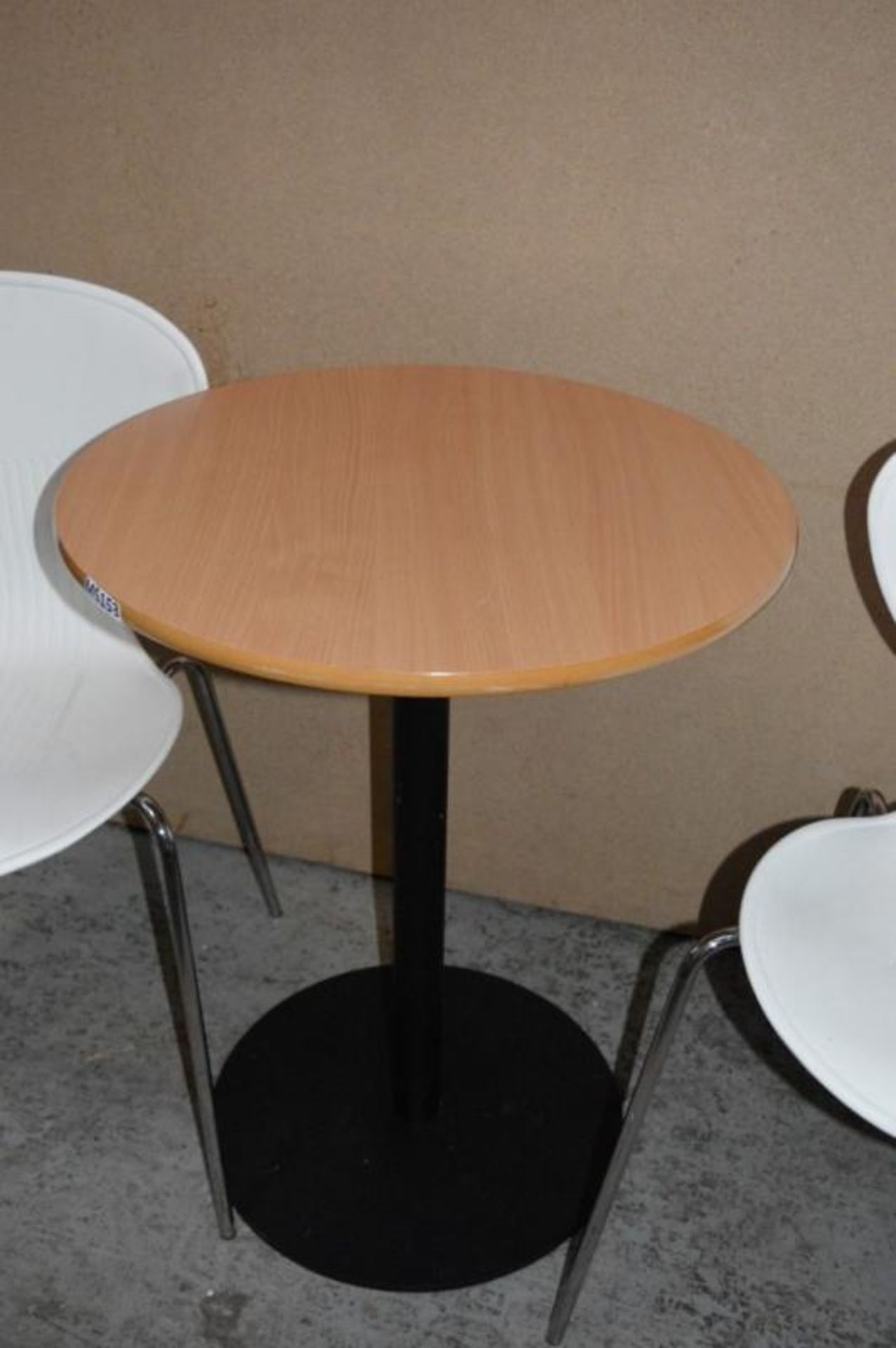 1 x Canteen Table and Chair Set - Includes Single Pedestal Table With Beech Top and Four Matching - Image 5 of 5