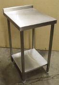 1 x Stainless Steel Prep Table With Undershelf - H90 x W50 x D65 cms - CL282 - Ref J1016 - Location: