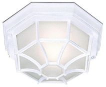 1 x Die Cast Aluminium White Ip44 Hexagonal Flush Outdoor With White Sanded Glass - Ex Display Stock