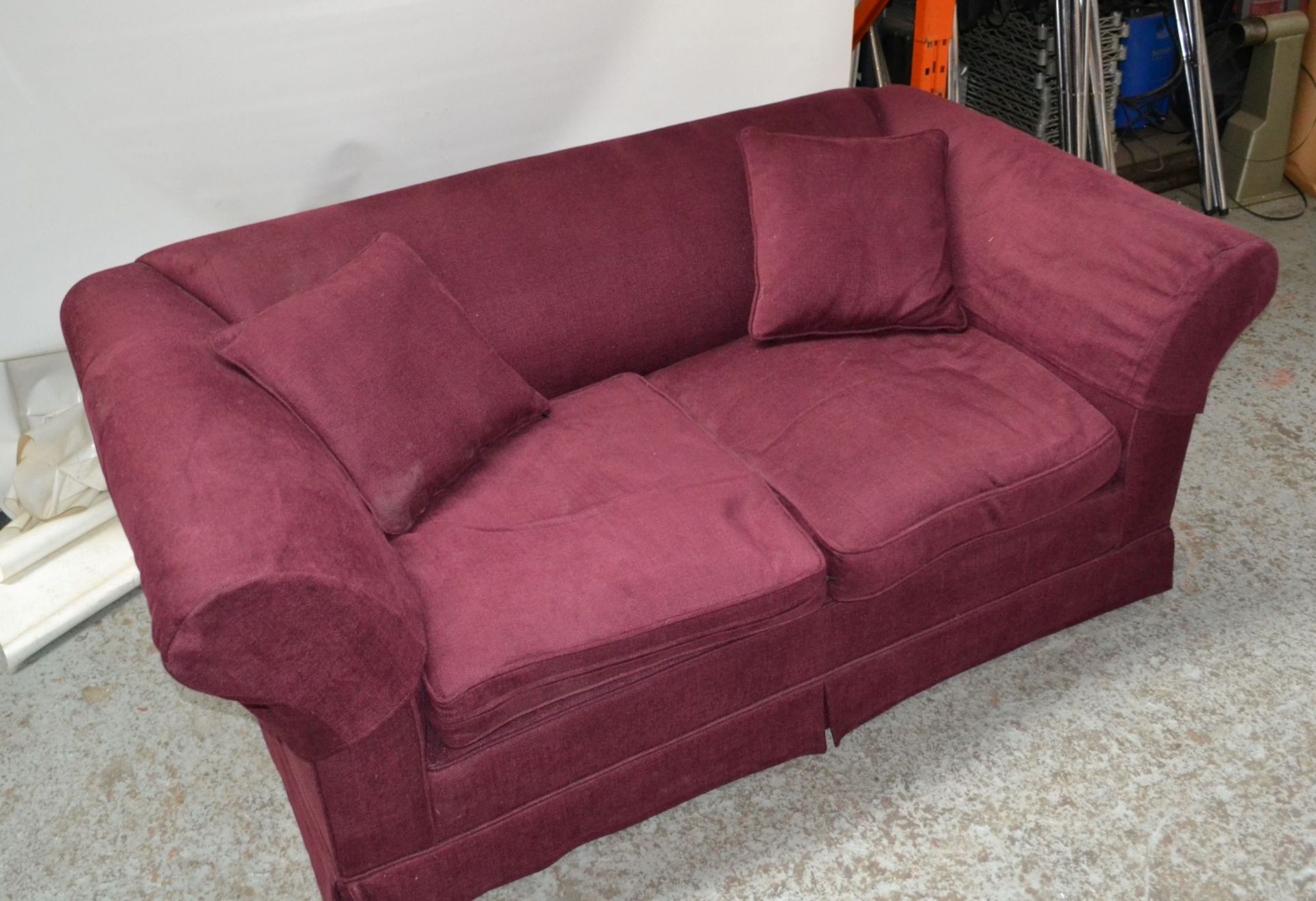 1 x Large Purple Sofa With Arm Covers - CL314 - Location: Altrincham WA14 - *NO VAT On Hammer*<B - Image 2 of 9