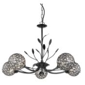 1 x Bellis II Black Chrome 5 Light Ceiling Fitting With Clear Glass Deco Shades - Ex Display Stock -