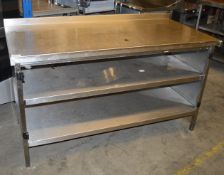 1 x Stainless Steel Prep Counter With Under Storage - Please Note Doors Need Re-Attaching - H86 x