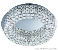 1 x VESTA Round Chrome 54 Led Ceiling Flush Light With Crystal Buttons (4291-54CC) - Ex Display Stoc