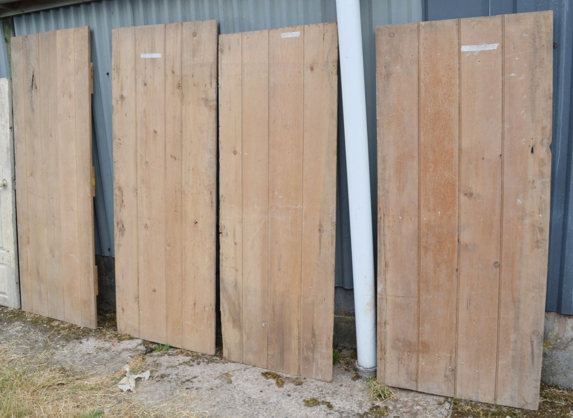 Set Of 4 x Reclaimed Unpainted Wooden Doors - Taken From A Grade II Listed Property