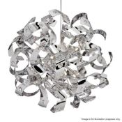 1 x CURLS Chrome 12-Light Pendant Fitting With Crystal Bead Decoration - Ex Display Stock - CL298 -