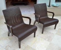 2 x Vincent Sheppard Lazy Marco Rattan Chairs in a Wenge/Bronze Finish - CL324 - Location: Bowden WA