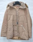 1 x Steilmann KSTN By Kirsten Womens Coat - Quilted Coat With Knitted Collar, Belt And Detachable Ho