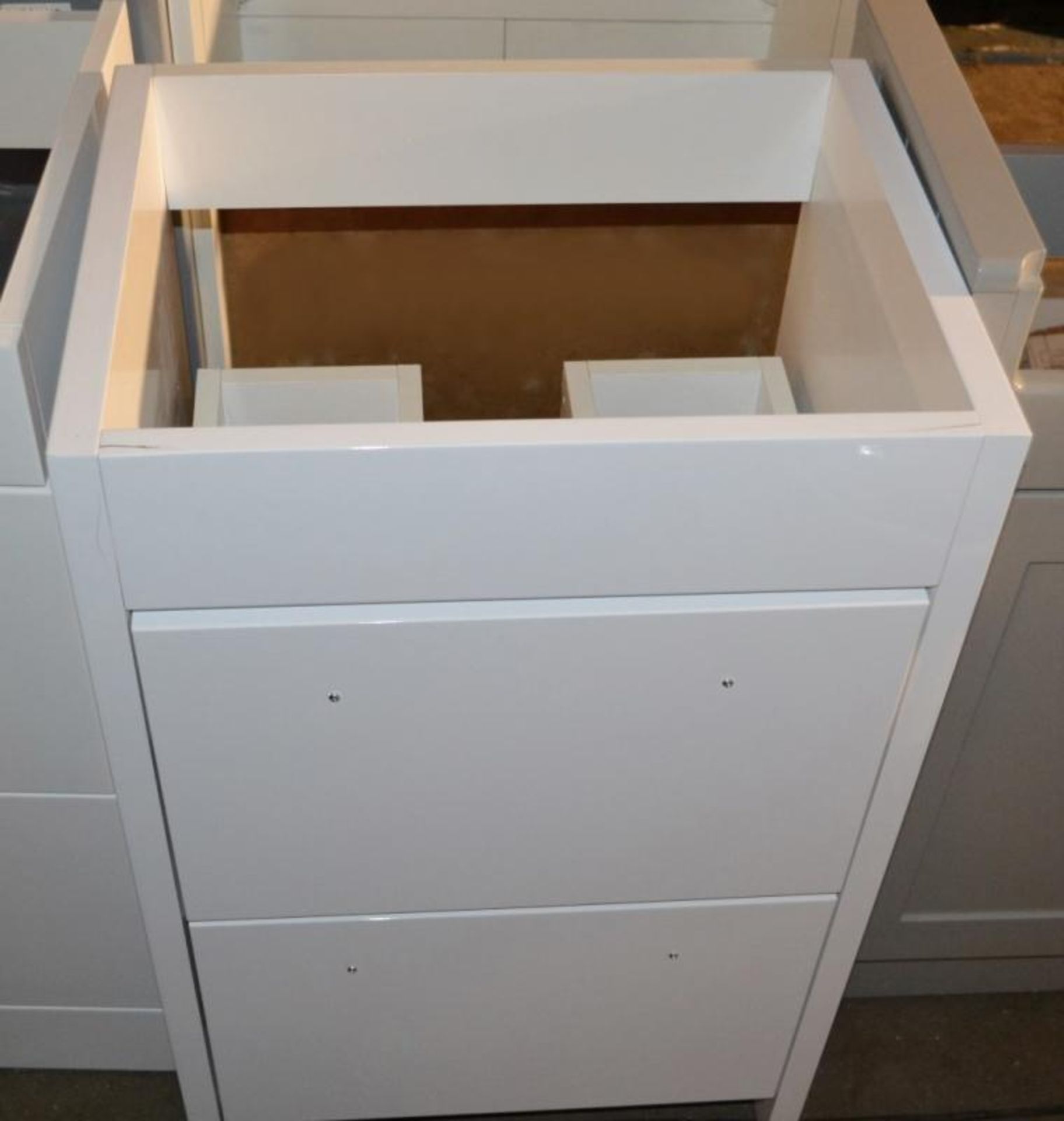 1 x Freestanding 2-Drawer Vanity Basin Unit In A Gloss White Finish - New / Unused Stock - Dimension - Image 5 of 6