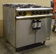 1 x Masterchef Moorwood Vulcan Six Burner Gas Oven Range - Stainless Steel Exterior With Heavy