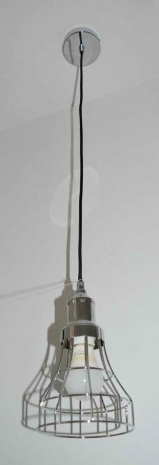 1 x Chrome Tapered Cage Pendant Light - Ex Display Stock - CL298 - Ref: J081 - Location: Altrincham - Image 3 of 3