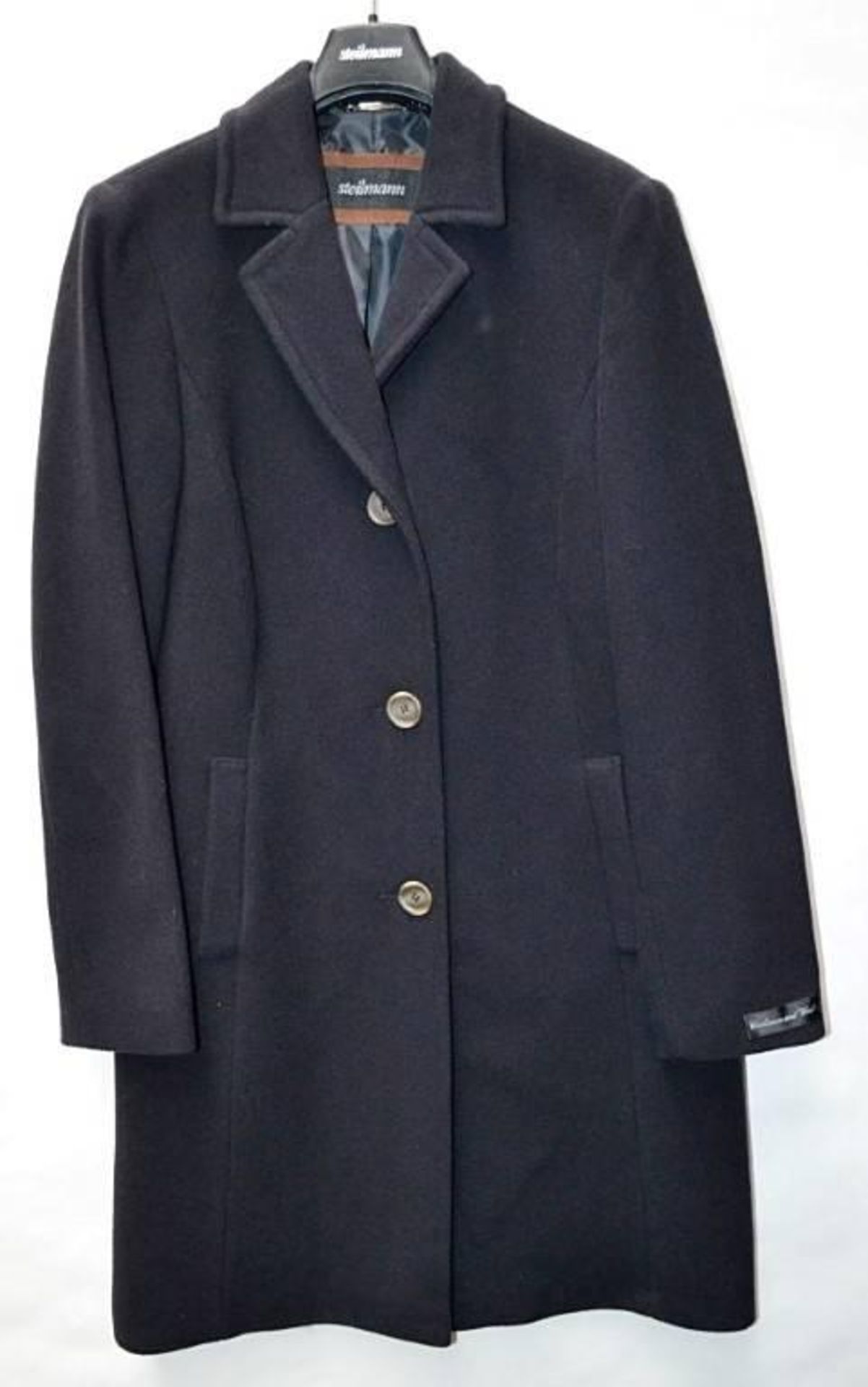 1 x Steilmann Premium 'Wool + Cashmere' Winter Coat - Dark Navy, Very Smart With False Pockets To Fr