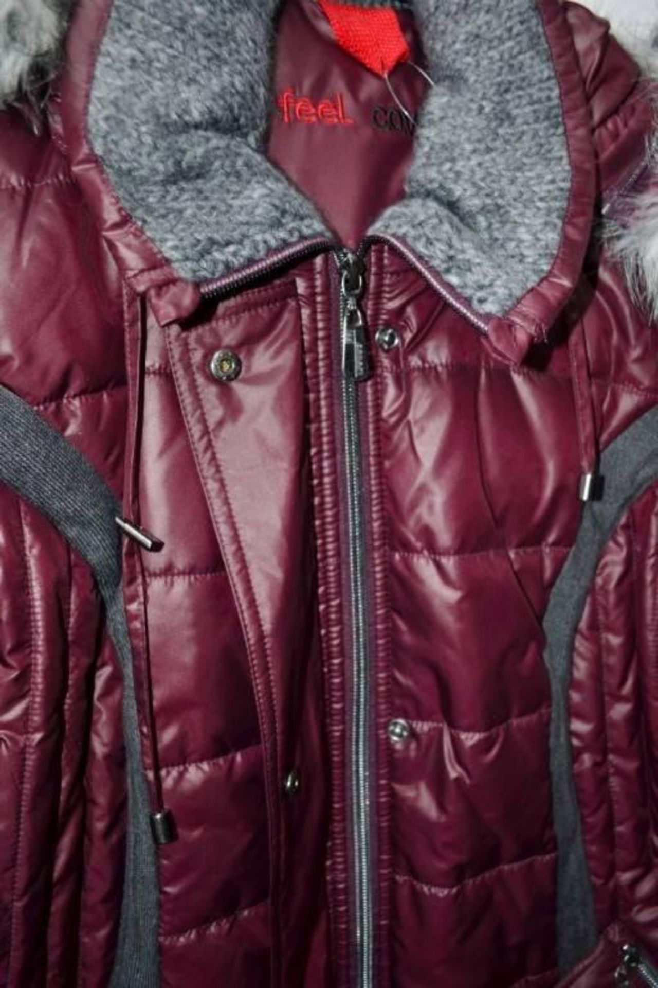 1 x Steilmann Feel KSTN C.o.v.e.r By Kirsten Womens Coat - Poly Down Filled Coat In Plum - Detachabl - Image 3 of 4