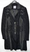 1 x Steilmann Kirsten Womens Long Gothic-Style Coat - In Black With Lace-up Detail - Size 16 - CL210