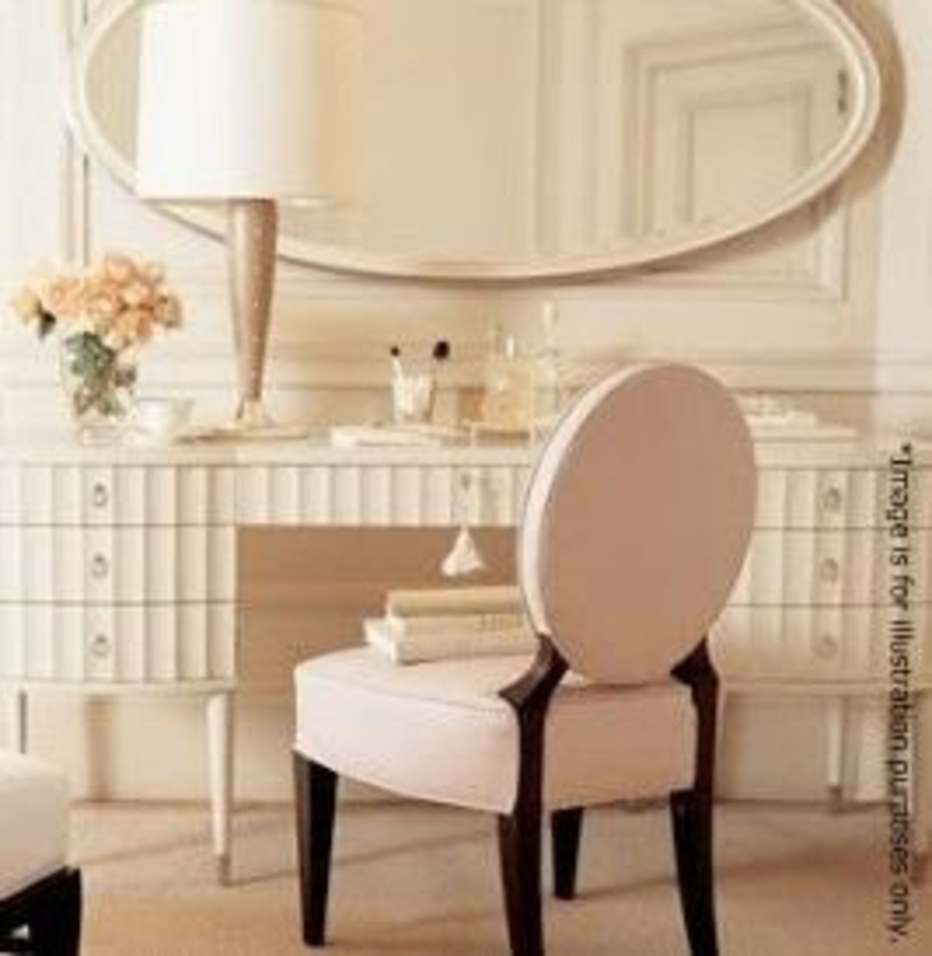 1 x BARBARA BARRY 'Horizon' Designer Oval Mirror With An Ivory Frame - Made In America - Dimensions:
