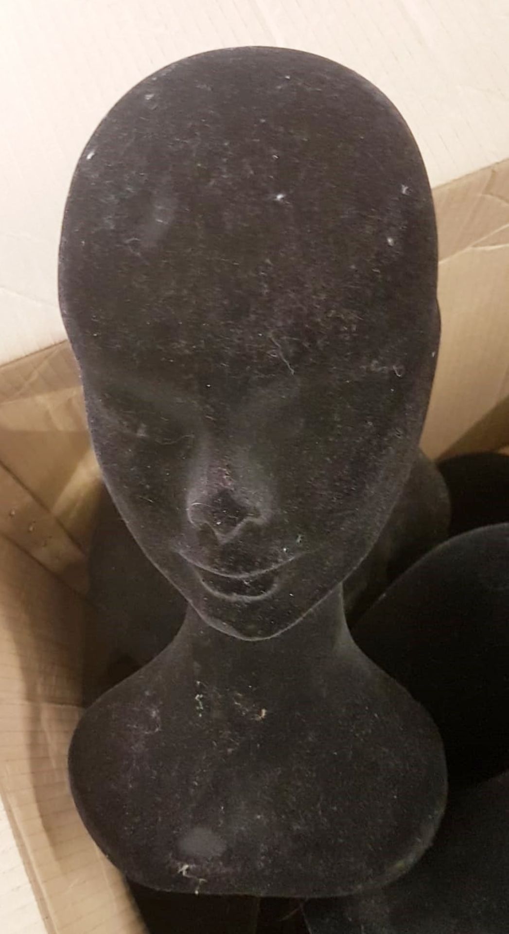 14 x Female Manniquin Retail Heads - Hat / Jewlery Stands - Velvet Style Material - CL404 - Ref - Image 3 of 4