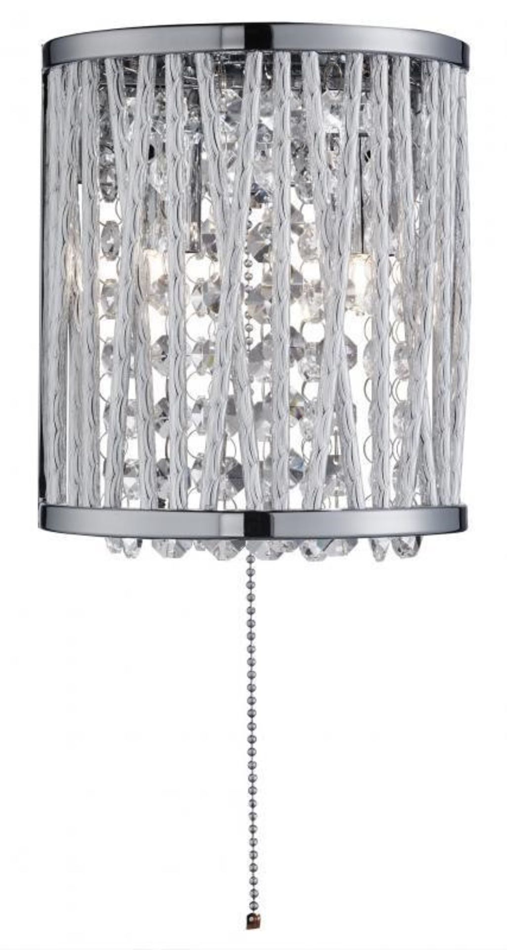 2 x (Pair of) Elise 2 Light Chrome Wall Bracket With Crystal Drops and Metal Twisted Rods - Ex Displ - Image 4 of 5