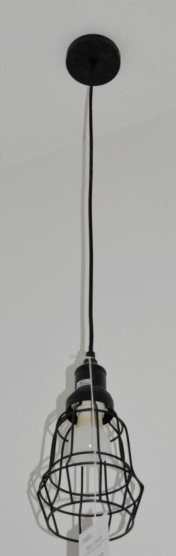 1 x Matt Black Bell Cage Pendant Light - Ex Display Stock - CL298 - Ref: J080 - Location: Altrincham - Image 2 of 4