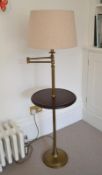 1 x Bella Figura Polished Brass Swing Arm Standard Lamp With Mahogany Shelf- CL325 - Location: Bowde