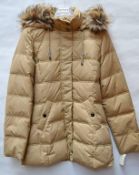 1 x Steilmann Kirsten Womens Real Down Quilted Winter Coat In Beige - Removable Hood With Faux Fur T