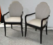 2 x Cream Carver Chairs With Black Wooden Frames - CL314 - Location: Altrincham WA14 - *NO VAT On Ha