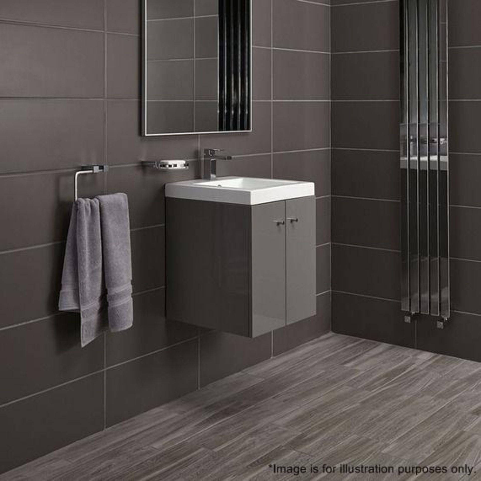 5 x Alpine Duo 400 Wall Hung Vanity Units In Gloss Grey - Brand New Boxed Stock - Dimensions: H49 x - Image 3 of 5