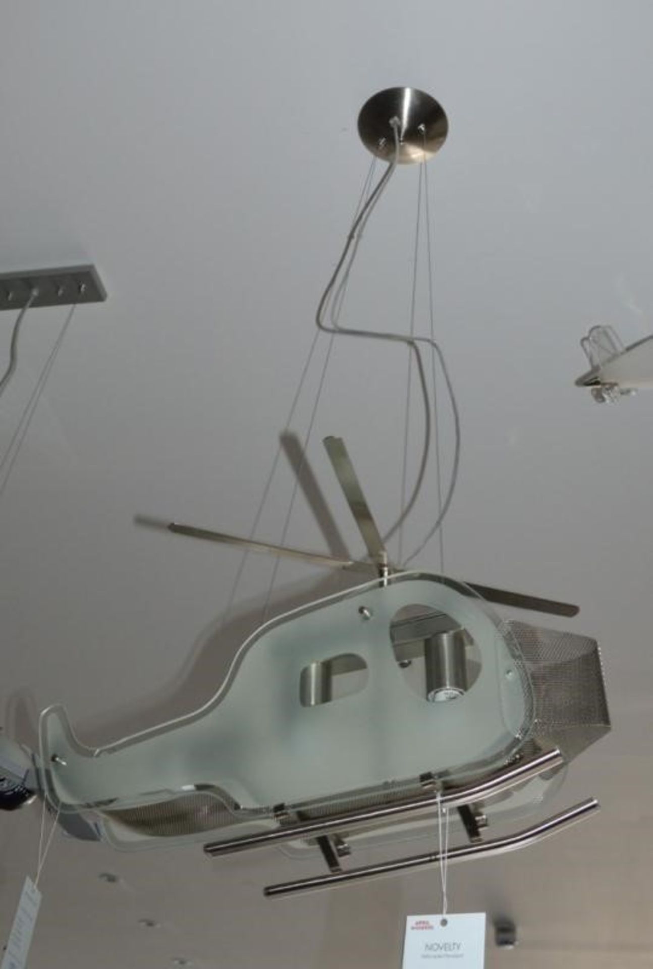 1 x Novelty Satin Silver Helicopter Ceiling Light With Frosted Glass - Ex Display Stock - CL298 - Re - Image 7 of 9