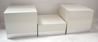 3 x Shop Display Plinths In Pale Cream And Silver - 2 Sizes Supplied - Dimensions: - Ref: